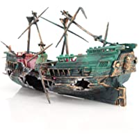 Los mejores  - JVSISM Gran Acuario Decoración Barco Plástico Acuario Nave Aire Split Naufragio Pecera Decoración C
